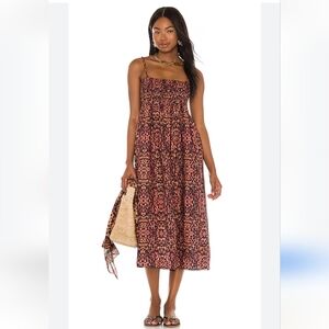 Solid & Striped the Willow Shirred Leopard Print Linen Dress NWT